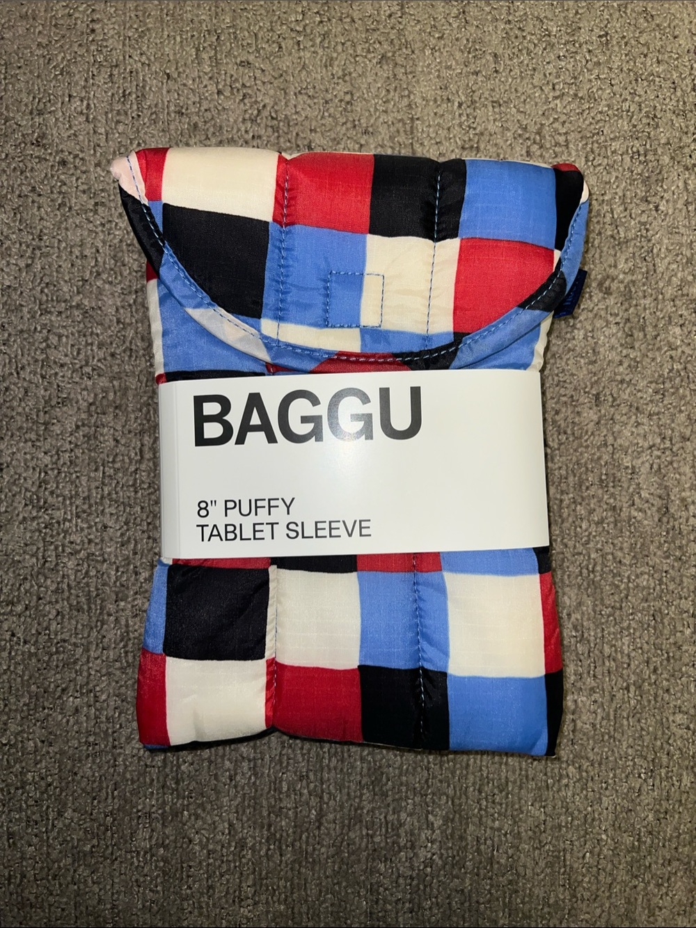 Baggu 8” Puffy Tablet Sleeve in Painted Check